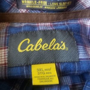 Cabela's Shirt Men Size 3XL Tall Long Sleeve Blue Plaid